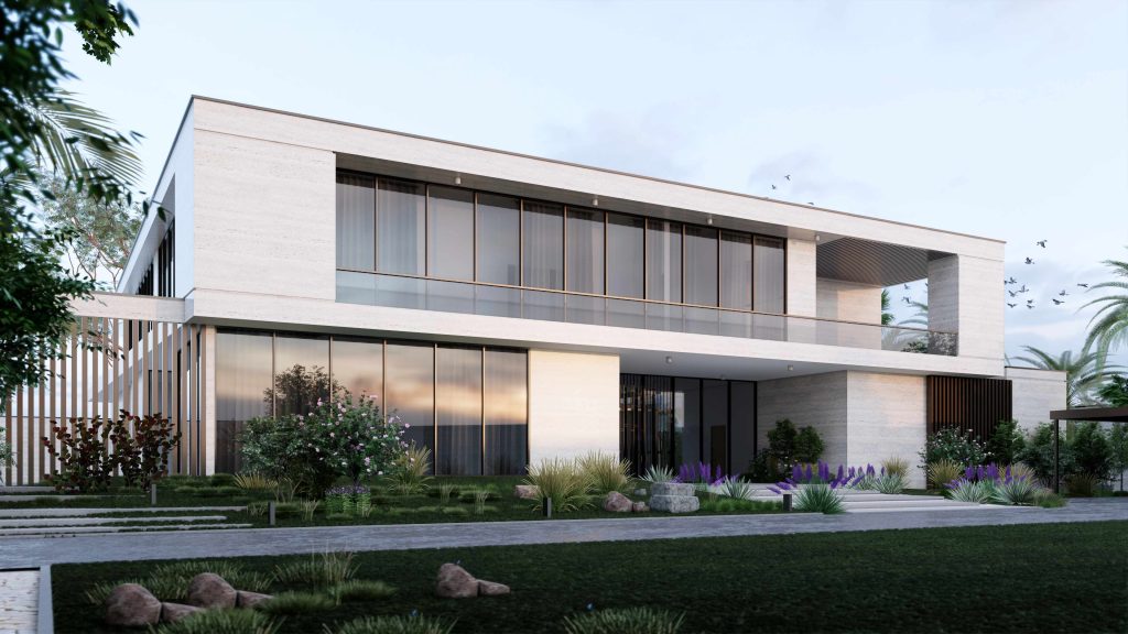 Modern Villa with Travertine Courtyard & Pool