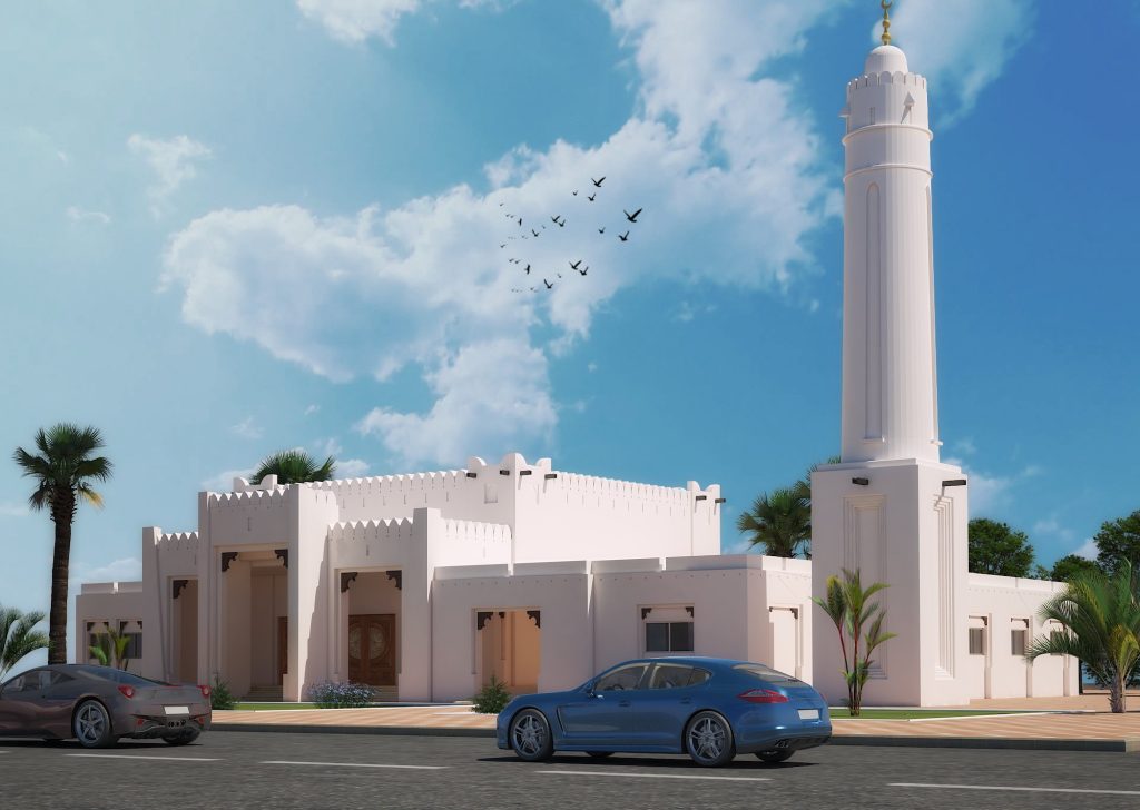 Omani-Style Mosque with Castellated Parapet