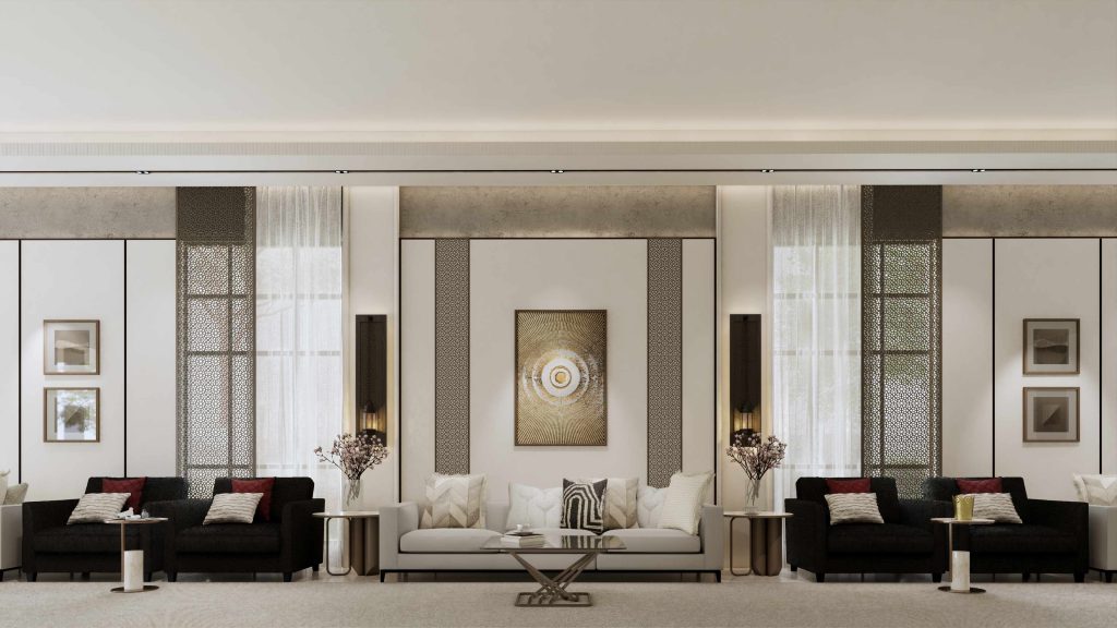 Majlis Interior with Arabic Geometric Screens