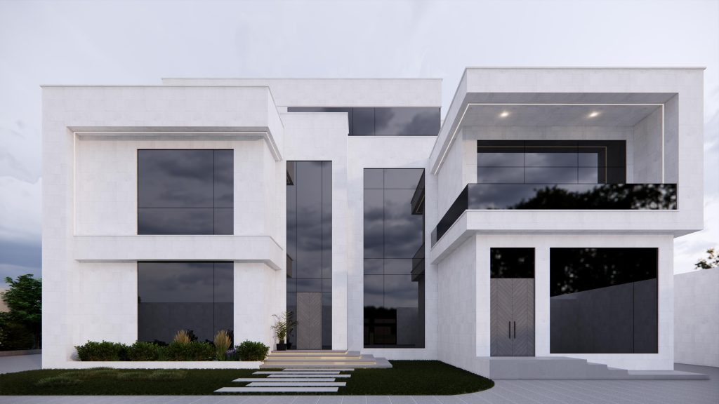 Modern Villa with Covered Entrance Porch