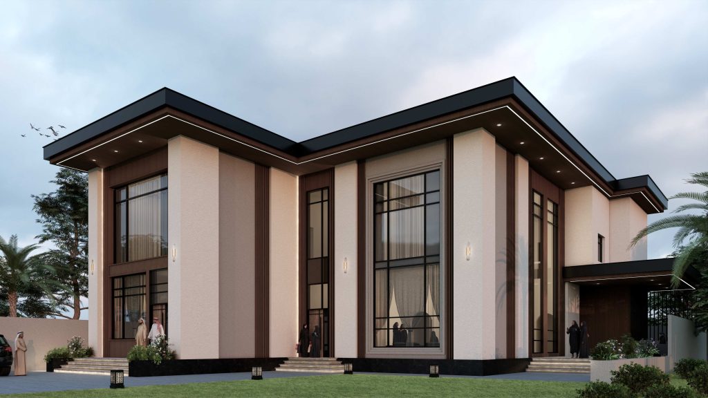 Modern Villa with Folded Roof Canopy